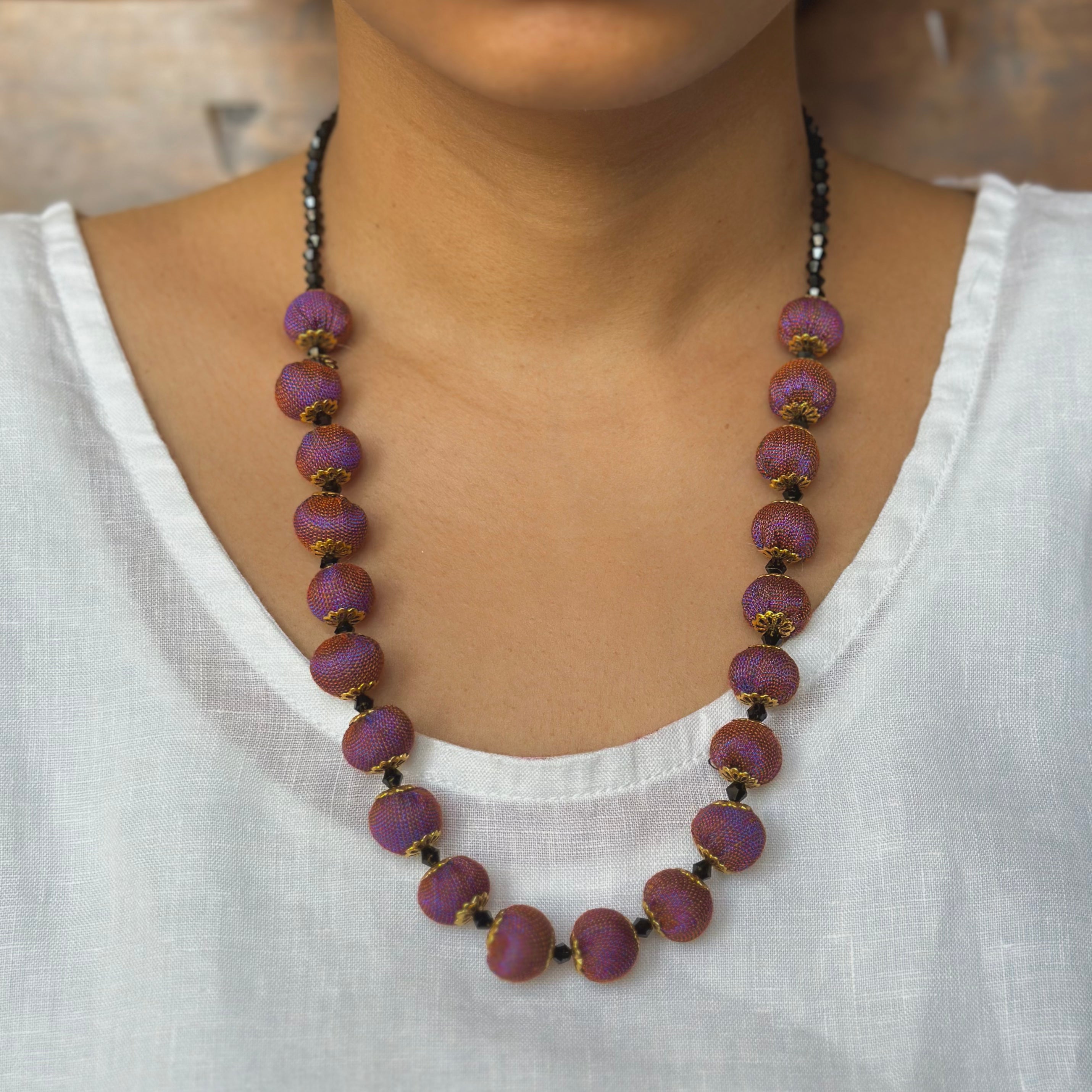 Handloom Necklace in Dark Magenta