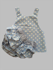 Blue Polkadot Reversible Baby's Top and Bottom