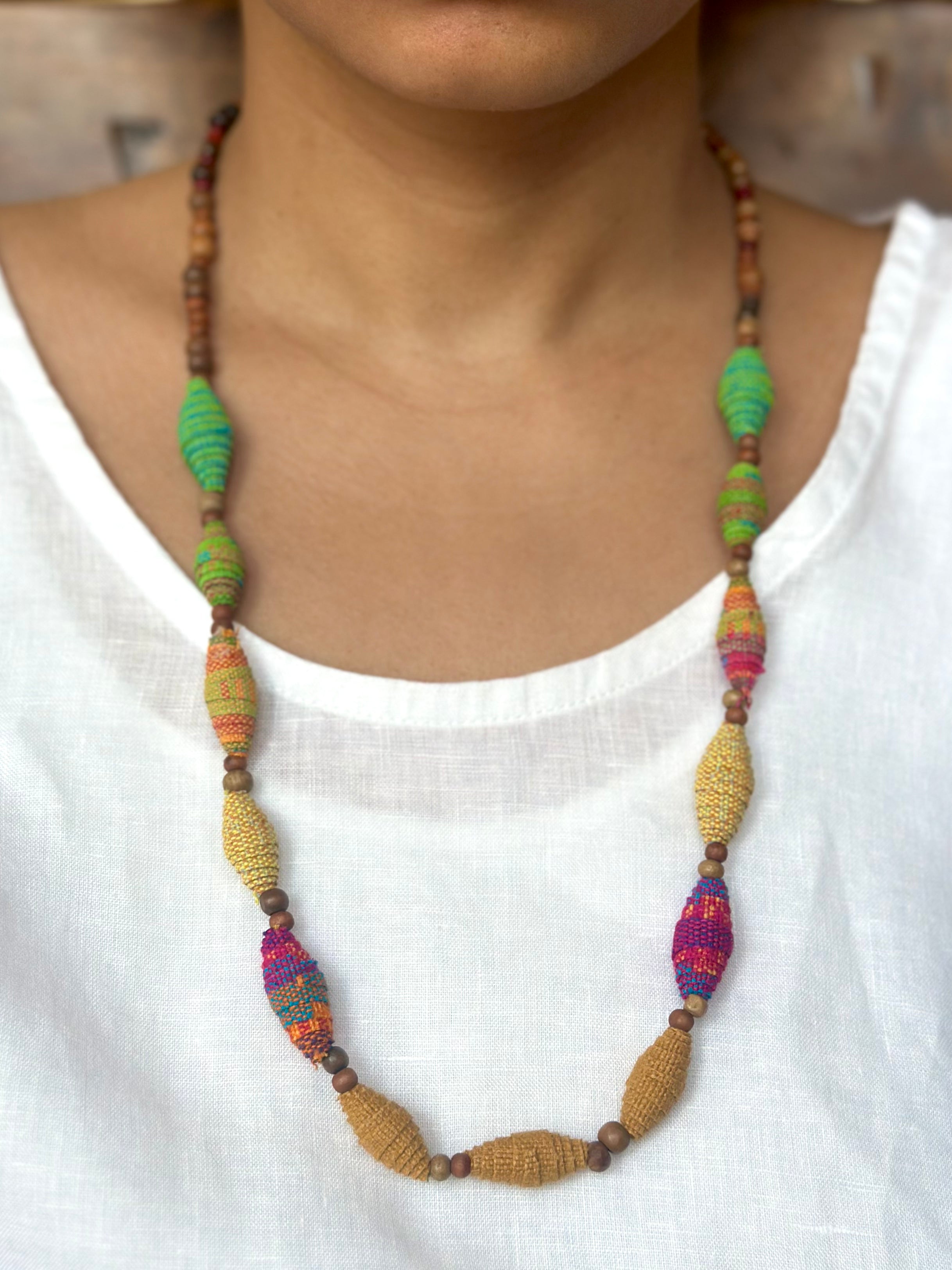 Handloom Necklace in Wrapped Fabric