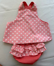 Pink Polkadot Reversible Baby's Top and Bottom