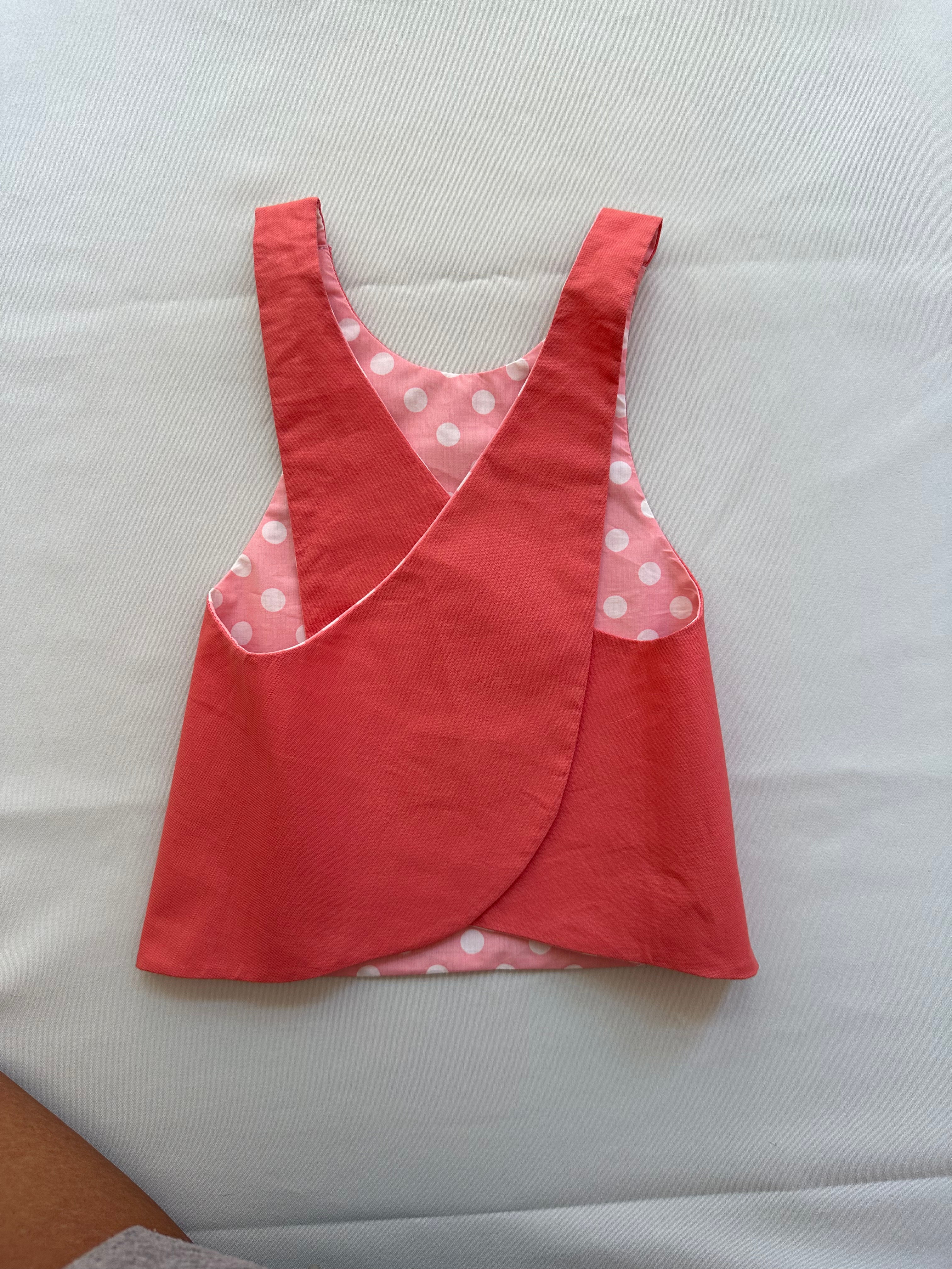 Pink Polkadot Reversible Baby's Top and Bottom