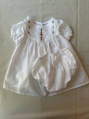 Puff Sleeve Embroidered Baby Girl's Dress with Bottoms