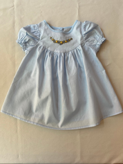 Puff Sleeve Embroidered Girls Dress with Bottoms