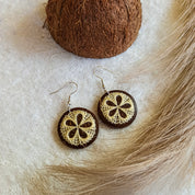 Coconut Shell Earrings in Beige